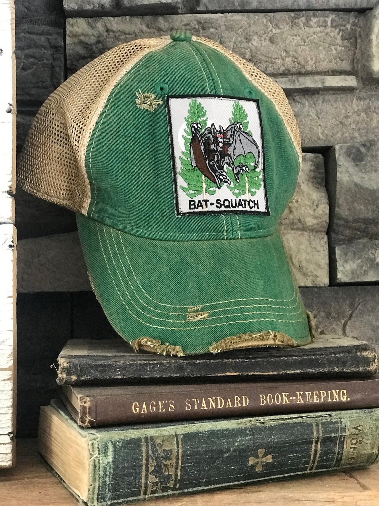 BAT-SQUATCH Cryptid Series Hat - Distressed Kelly Green Snapback