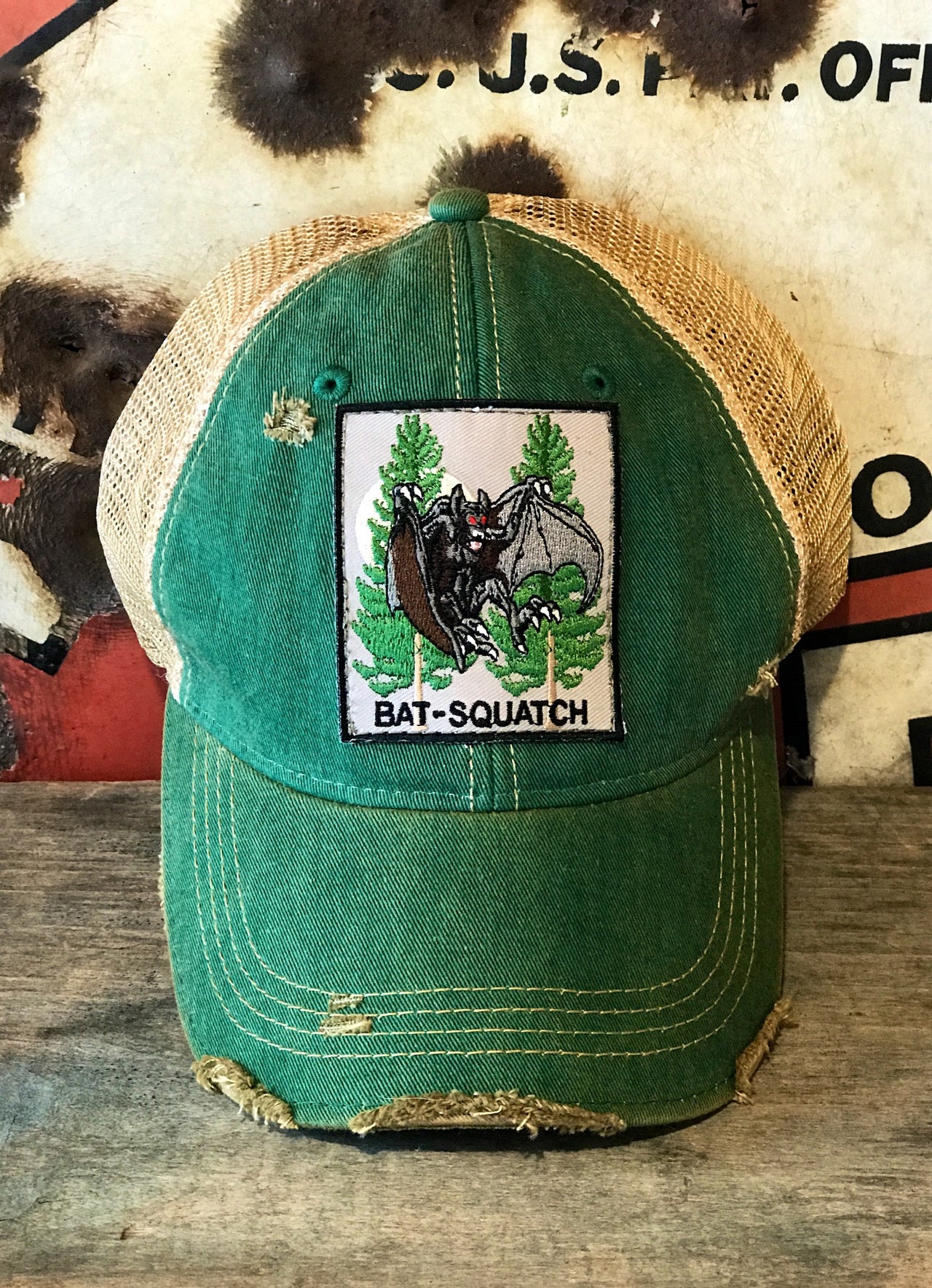 BAT-SQUATCH Cryptid Series Hat - Distressed Kelly Green Snapback