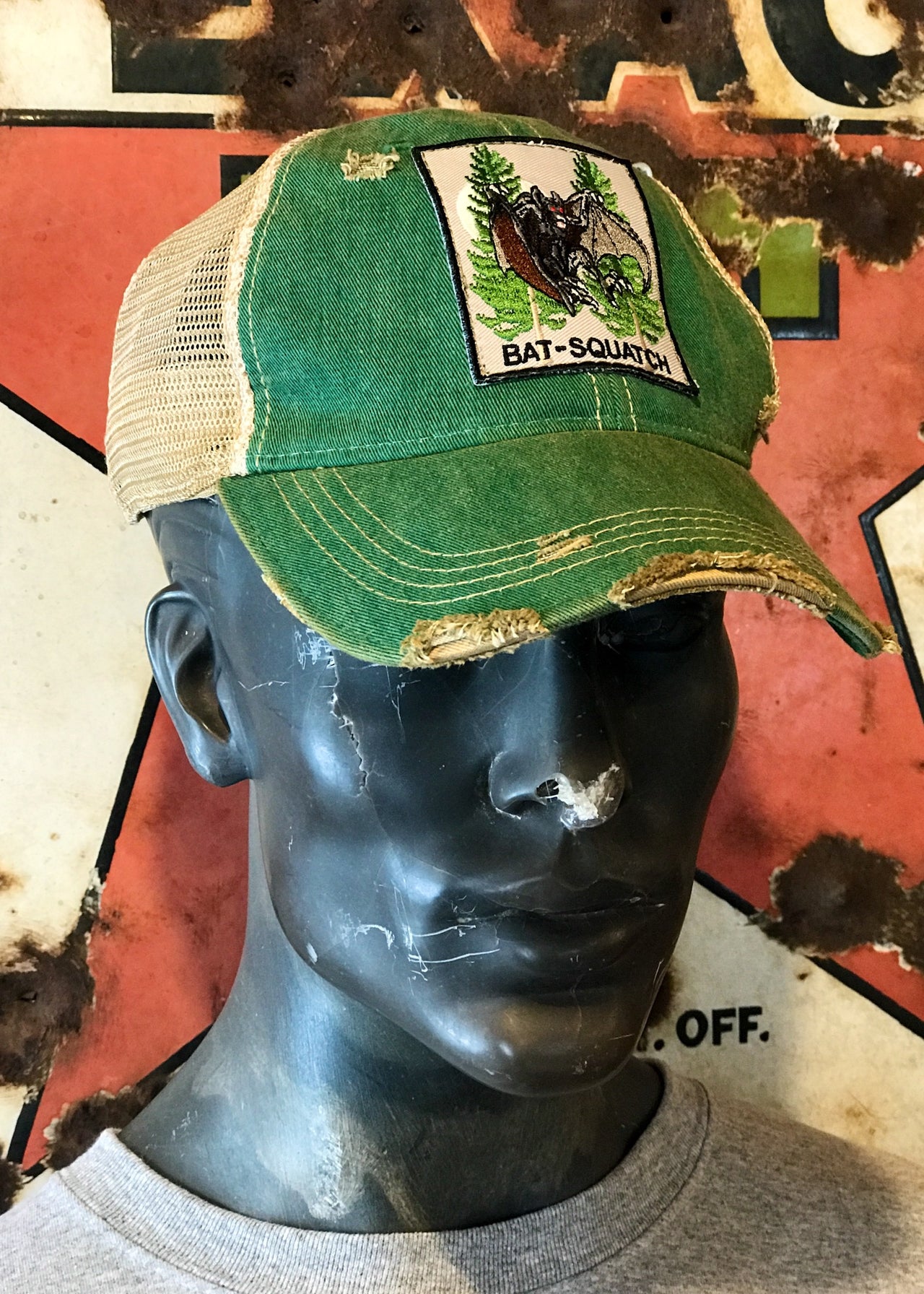 BAT-SQUATCH Cryptid Series Hat - Distressed Kelly Green Snapback