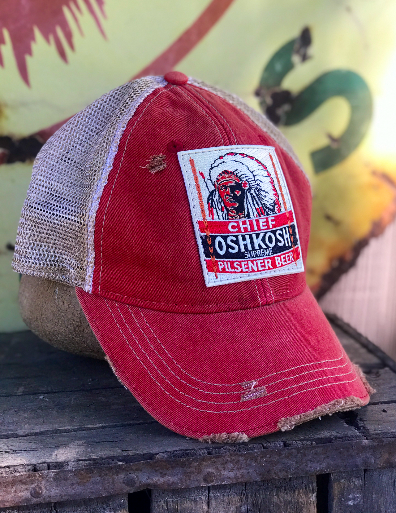 Beer Hat Chief Oshkosh Angry Minnow Vintage