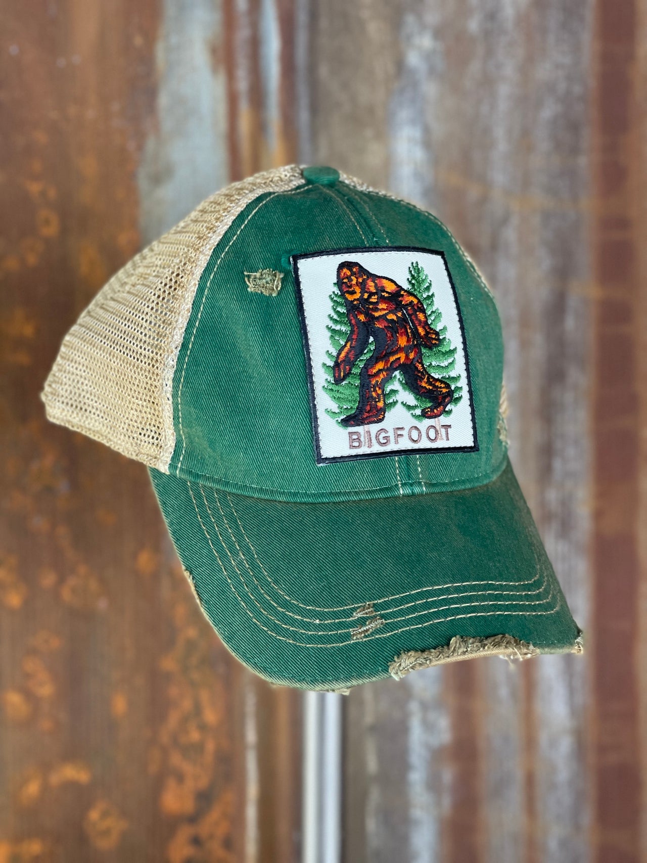 Bigfoot Hat- Distressed Kelly Green Snapback