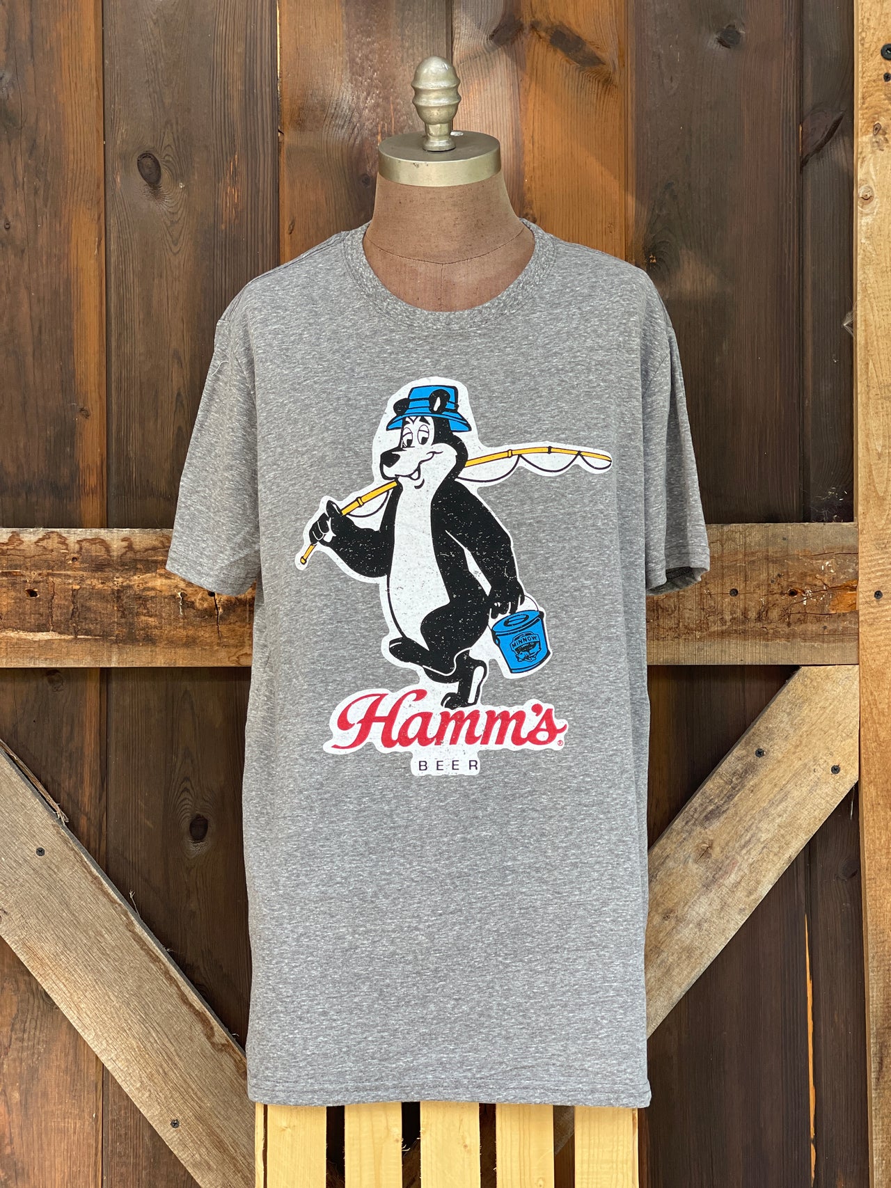 Hamm’s Fishing Bear Tee- Heather Grey