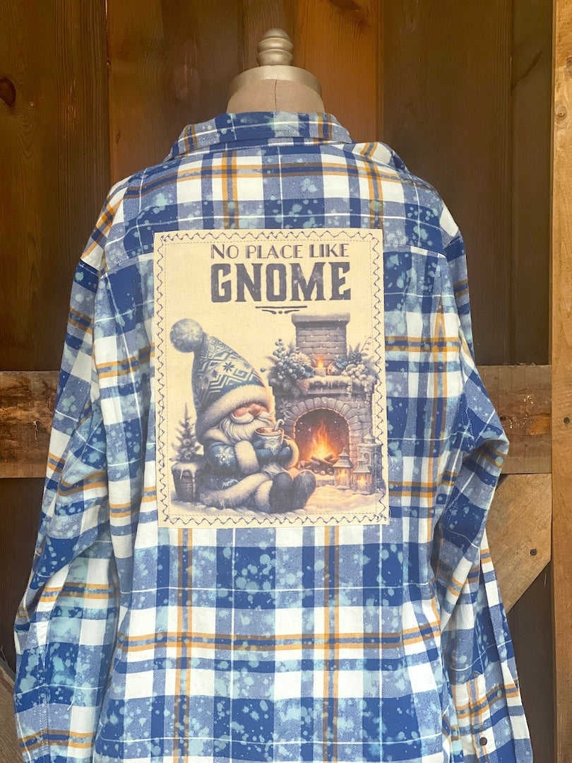 NO PLACE LIKE GNOME Holiday Flannel- Distressed Candlelight Plaid