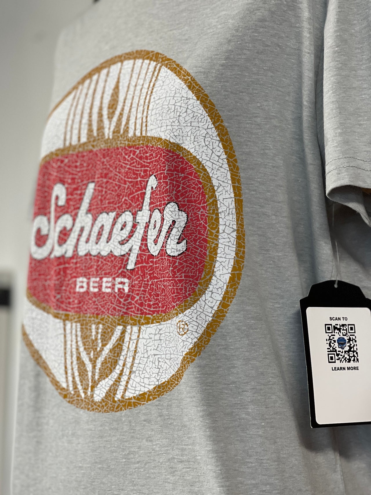 Schaefer Beer Graphic Tee- Heather Grey