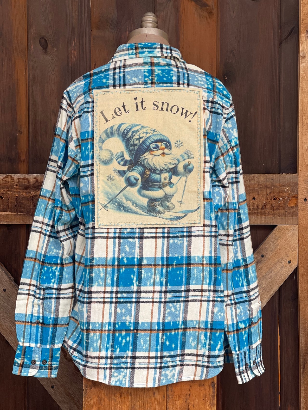 LET IT SNOW! Holiday Flannel- Distressed Icicle Blue