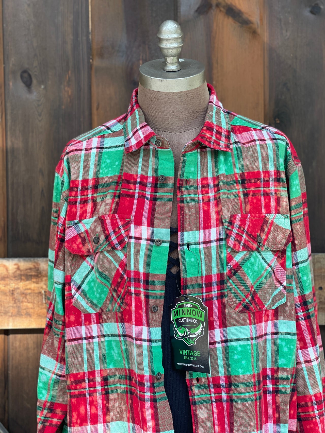 SANTAS LITTLE HELPER Flannel- Mistletoe Distressed Plaid