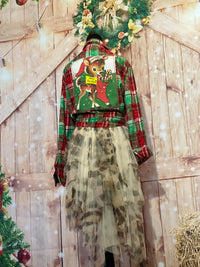 Thumbnail for SANTAS LITTLE HELPER Flannel- Mistletoe Distressed Plaid