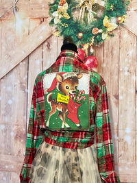 Thumbnail for SANTAS LITTLE HELPER Flannel- Mistletoe Distressed Plaid