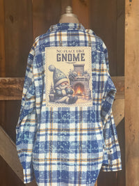 Thumbnail for NO PLACE LIKE GNOME Holiday Flannel- Distressed Candlelight Plaid