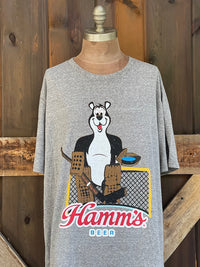 Thumbnail for Hamm's HOCKEY GOALIE Bear Graphic Tee- Heather Grey