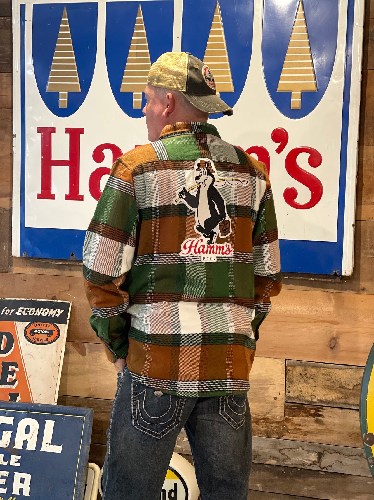 Hamm's FISHING BEAR Heavyweight Brawny Flannel- Birchwood Plaid