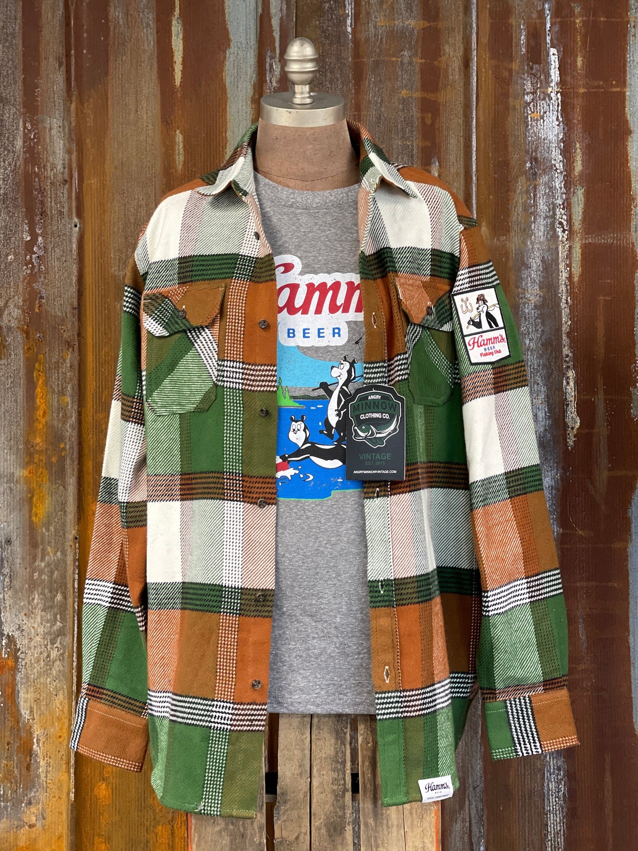 Hamm's FISHING BEAR Heavyweight Brawny Flannel- Birchwood Plaid