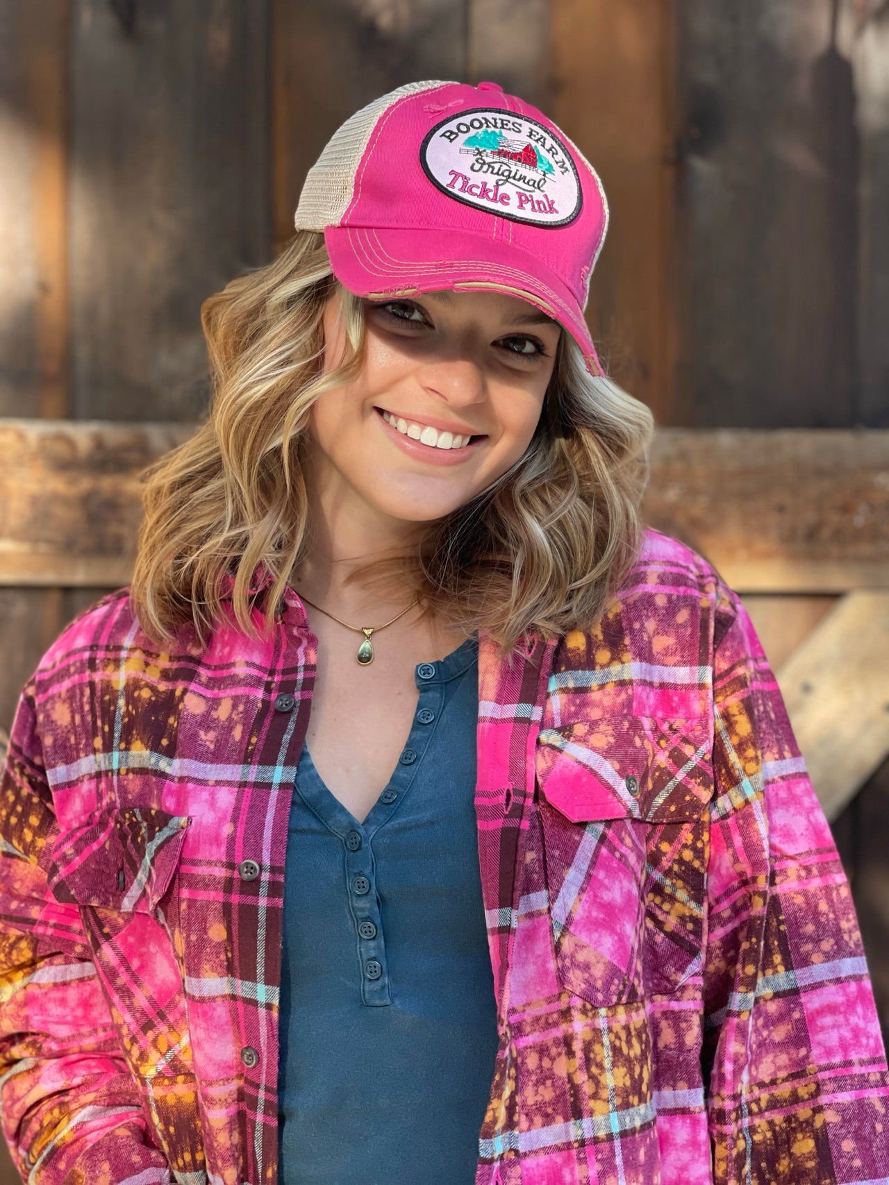 House Party Tickle Pink hat- Distressed Pink