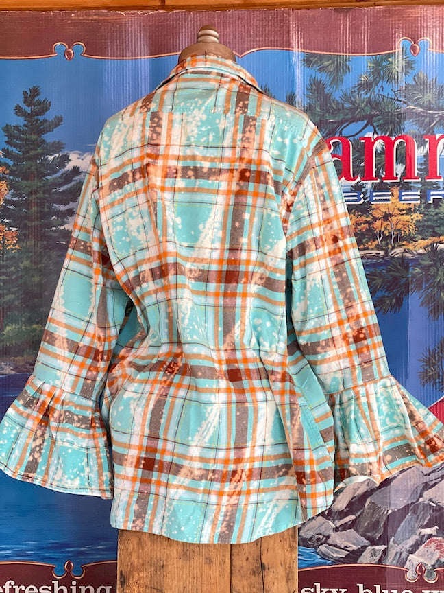 Flared Sleeve Flannel- MORNING GLORY Size 2XL