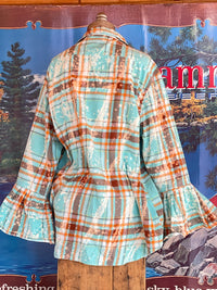 Thumbnail for Flared Sleeve Flannel- MORNING GLORY Size 2XL