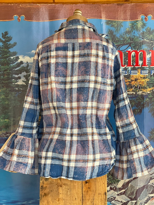 Flared Sleeve Flannel- SWEET WILLIAM Size Large