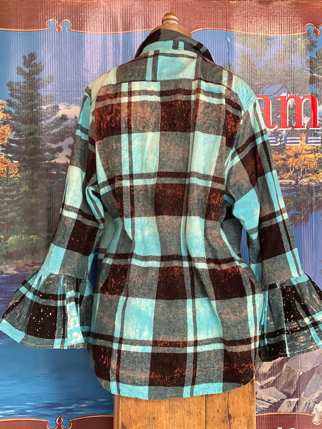 Flared Sleeve Flannel- SPRING SONG Size Xlarge