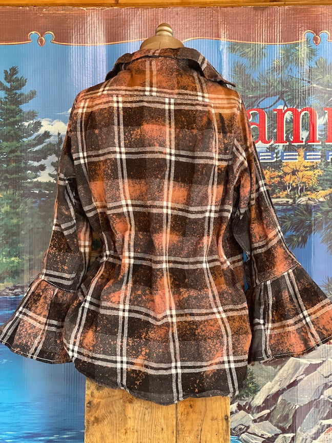 Flared Sleeve Flannel- WILD ROSE Size Large