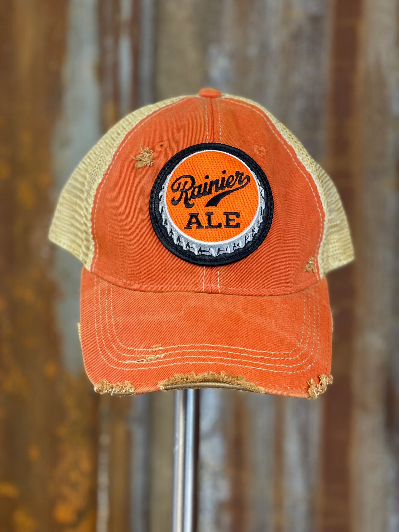 Rainier Ale Bottle Cap hat- Distressed Orange