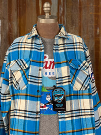 Thumbnail for Hamm's HOCKEY BEAR Heavyweight Brawny Flannel- Blue/ White