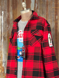 Thumbnail for Hamm's HOCKEY BEAR Heavyweight Brawny Flannel- Red/ Black Plaid