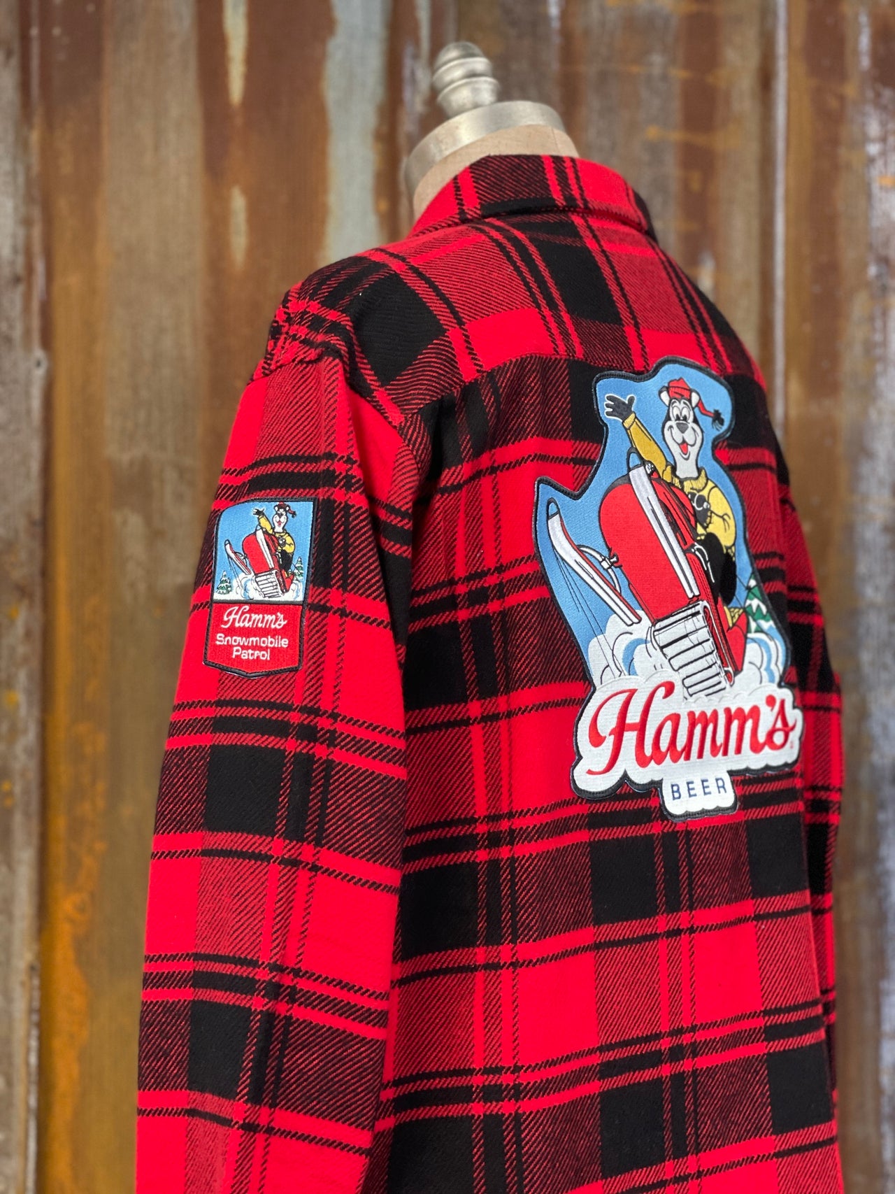 Hamm's Snowmobile Flannel Angry Minnow VIntage