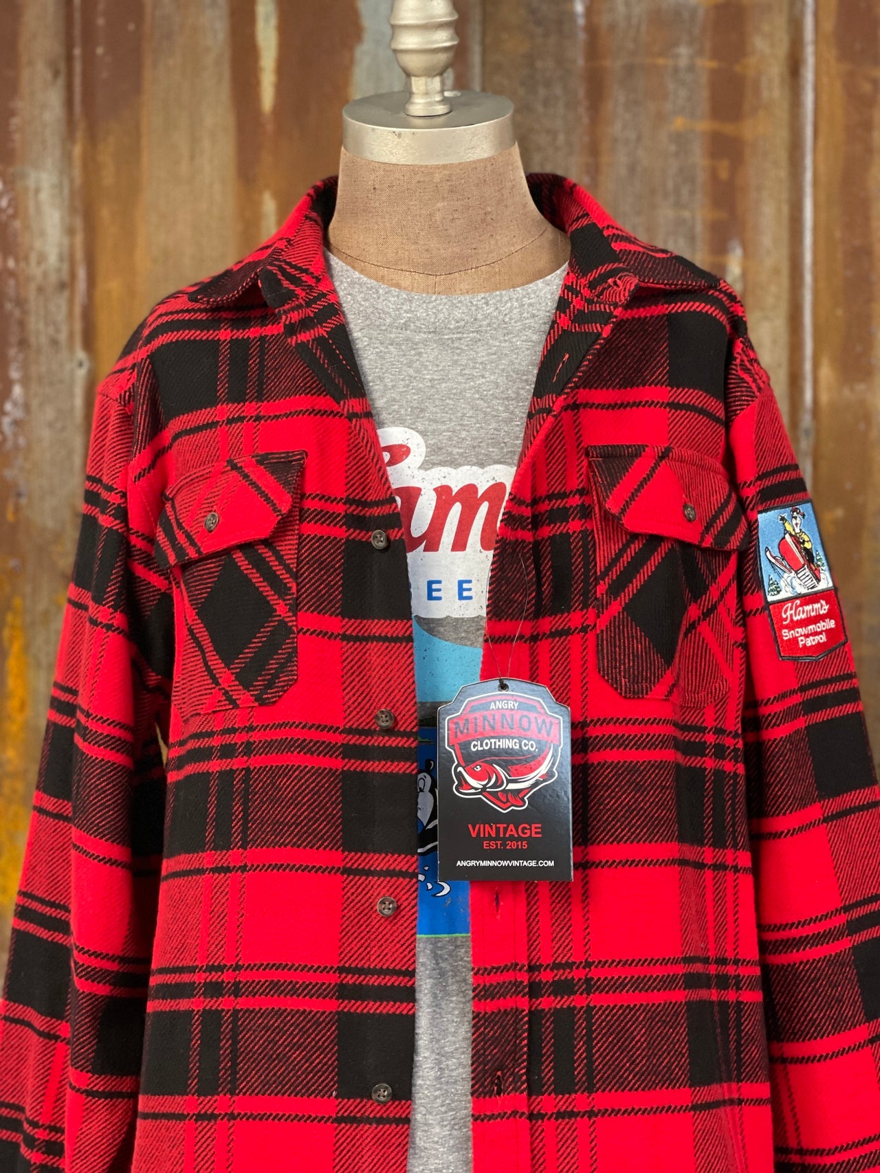 Hamm's Beer Snowmobile Flannel- LIMITED EDITIOn Angry Minnow Clothing co.