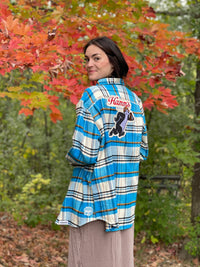 Thumbnail for Hamm's FOOTBALL BEAR Heavy Weight Brawny Flannel- Hamm's Blue White