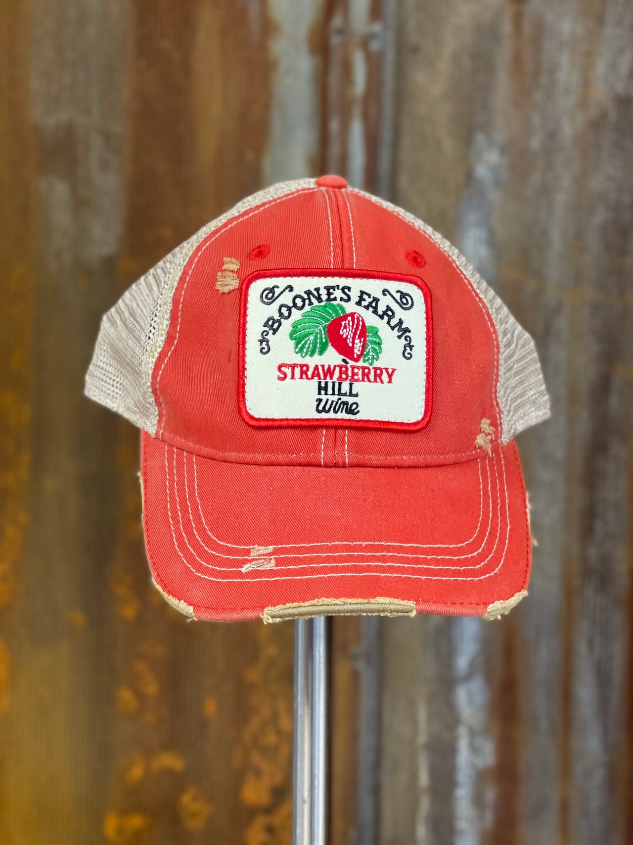 House Party Hat STRAWBERRY Version - Distressed Red Snapback