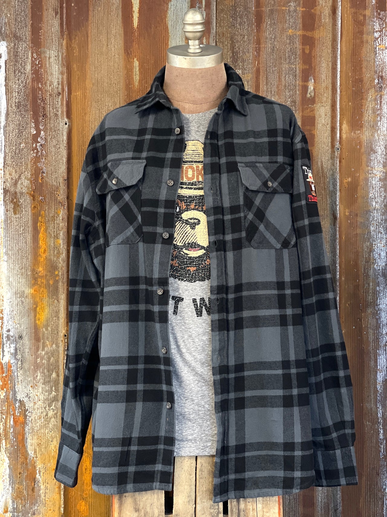 Smokey Bear Patch Flannel- Classic Black