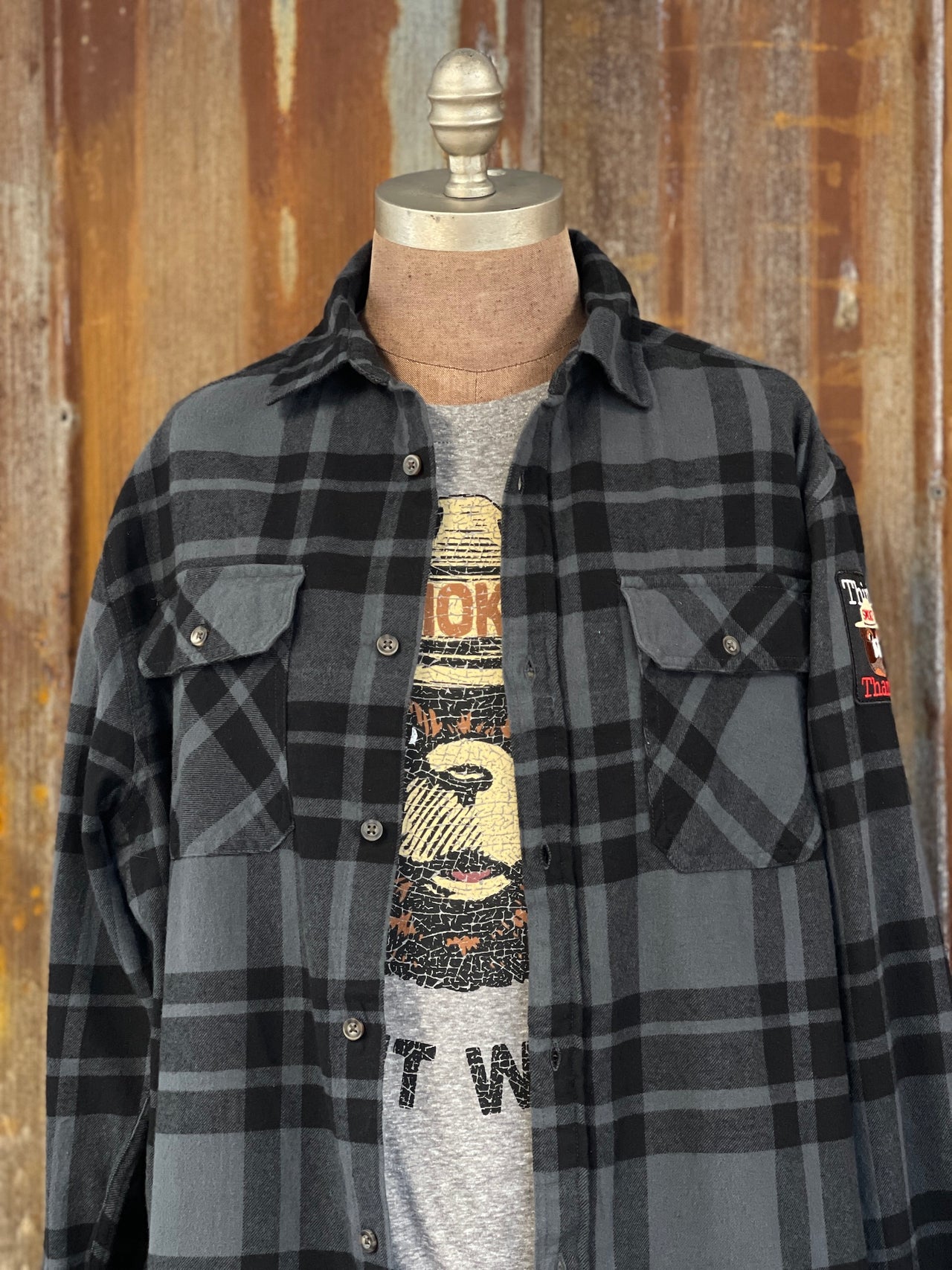 Smokey Bear Patch Flannel- Classic Black