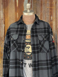 Thumbnail for Smokey Bear Patch Flannel- Classic Black