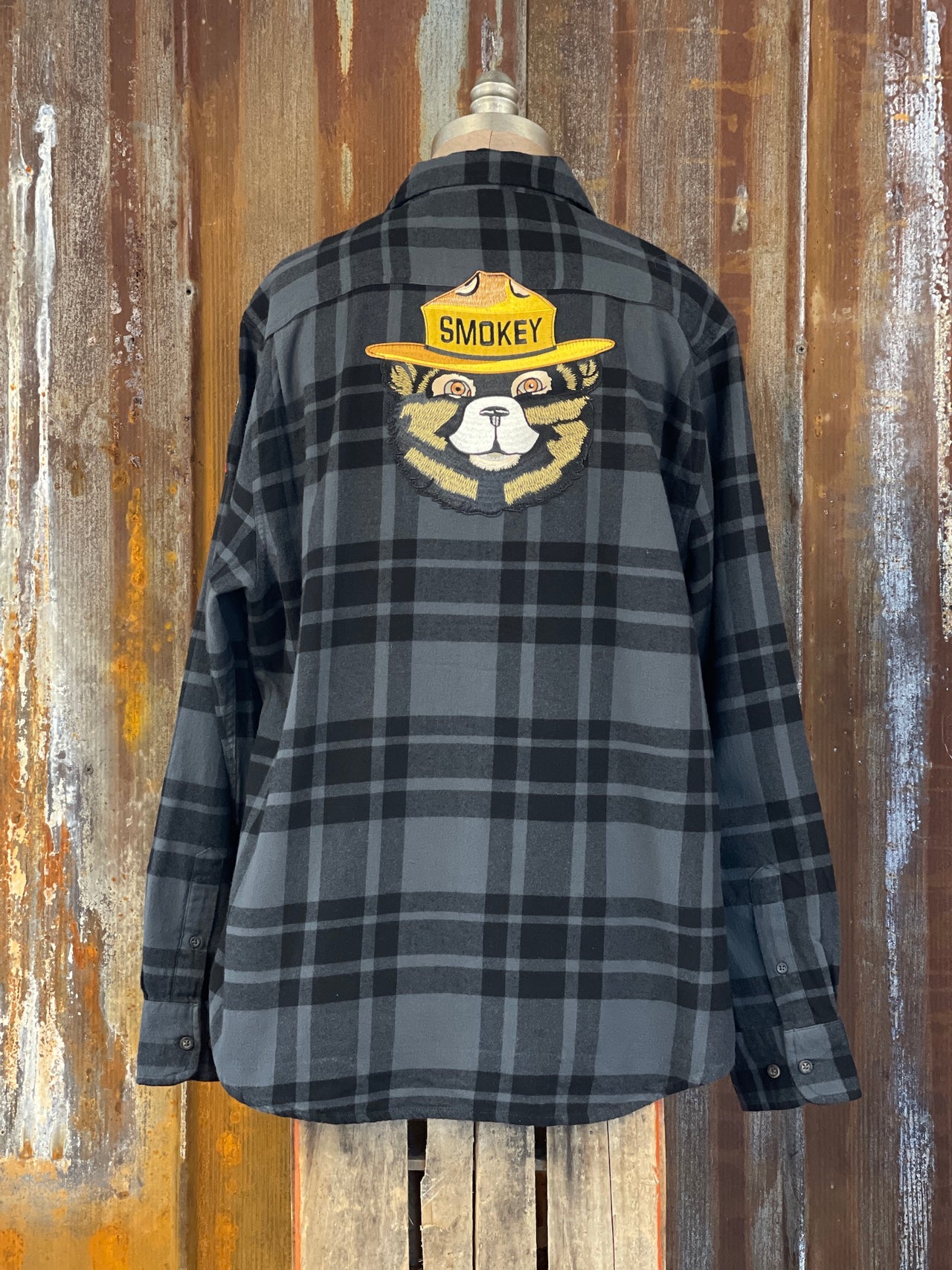 Smokey Bear Patch Flannel- Classic Black