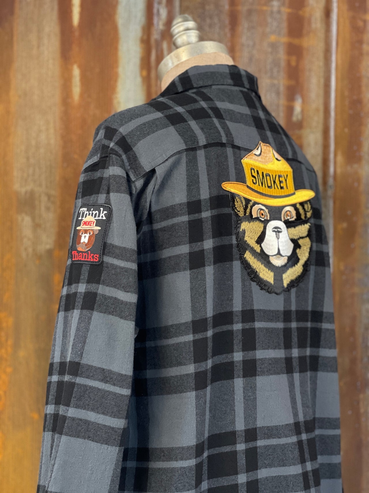 Smokey Bear Patch Flannel- Classic Black