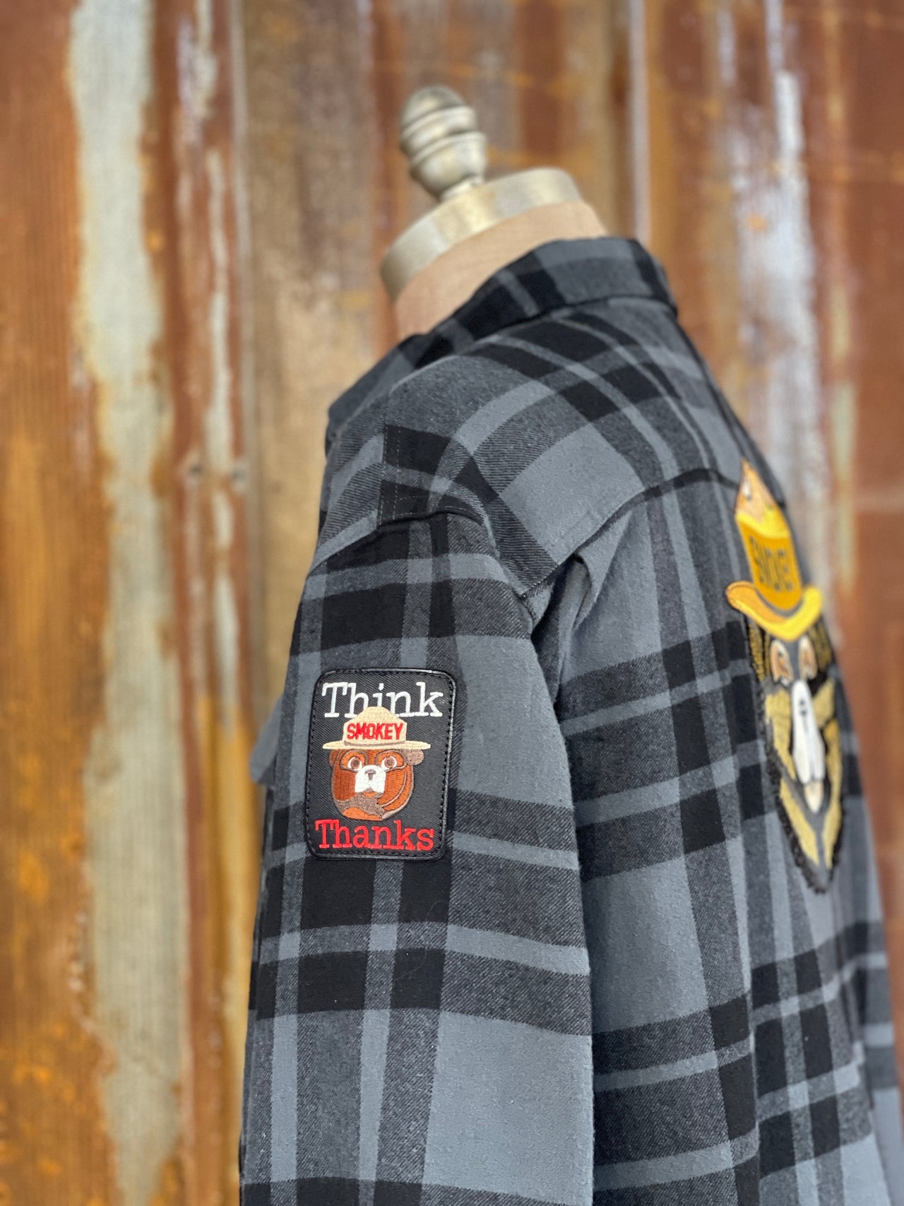 Smokey Bear Patch Flannel- Classic Black