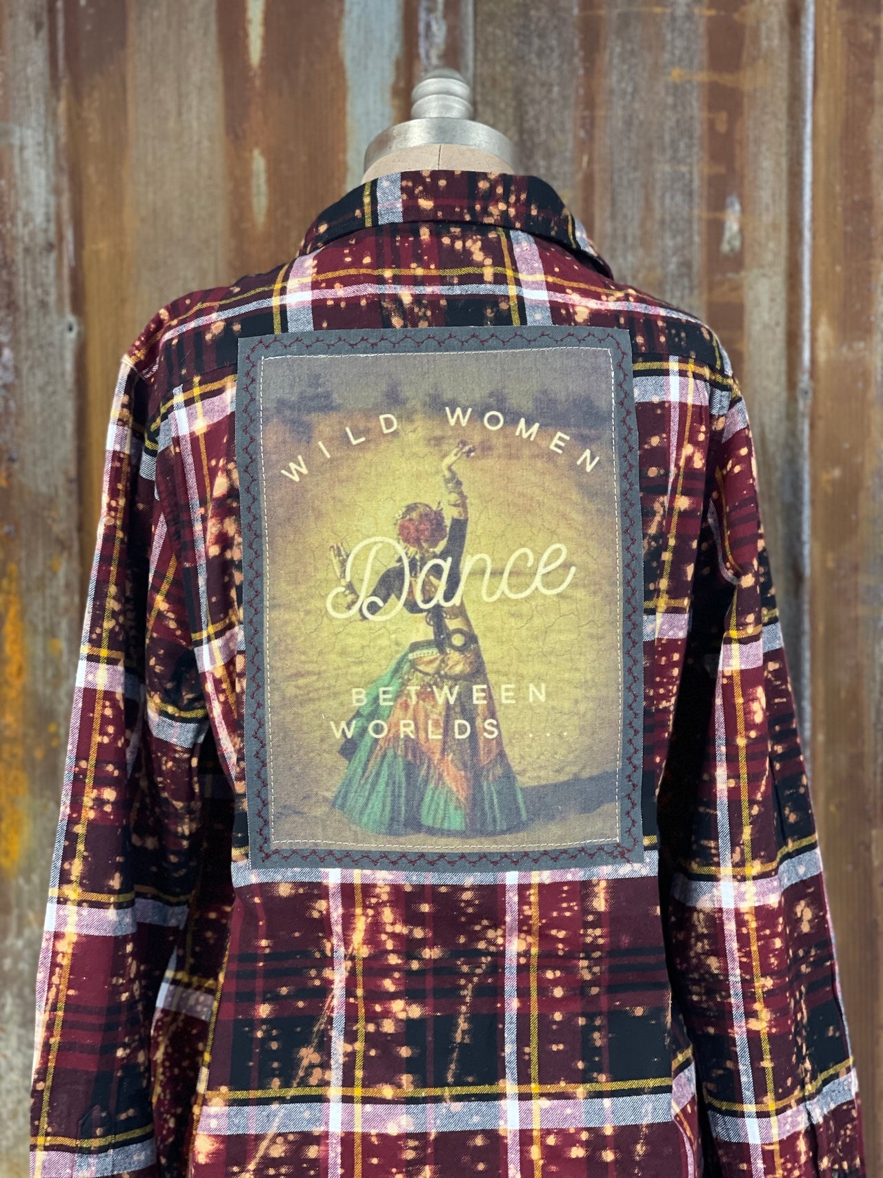 Wild Women Dance Art Flannel- NEW COLOR! Distressed Burgundy