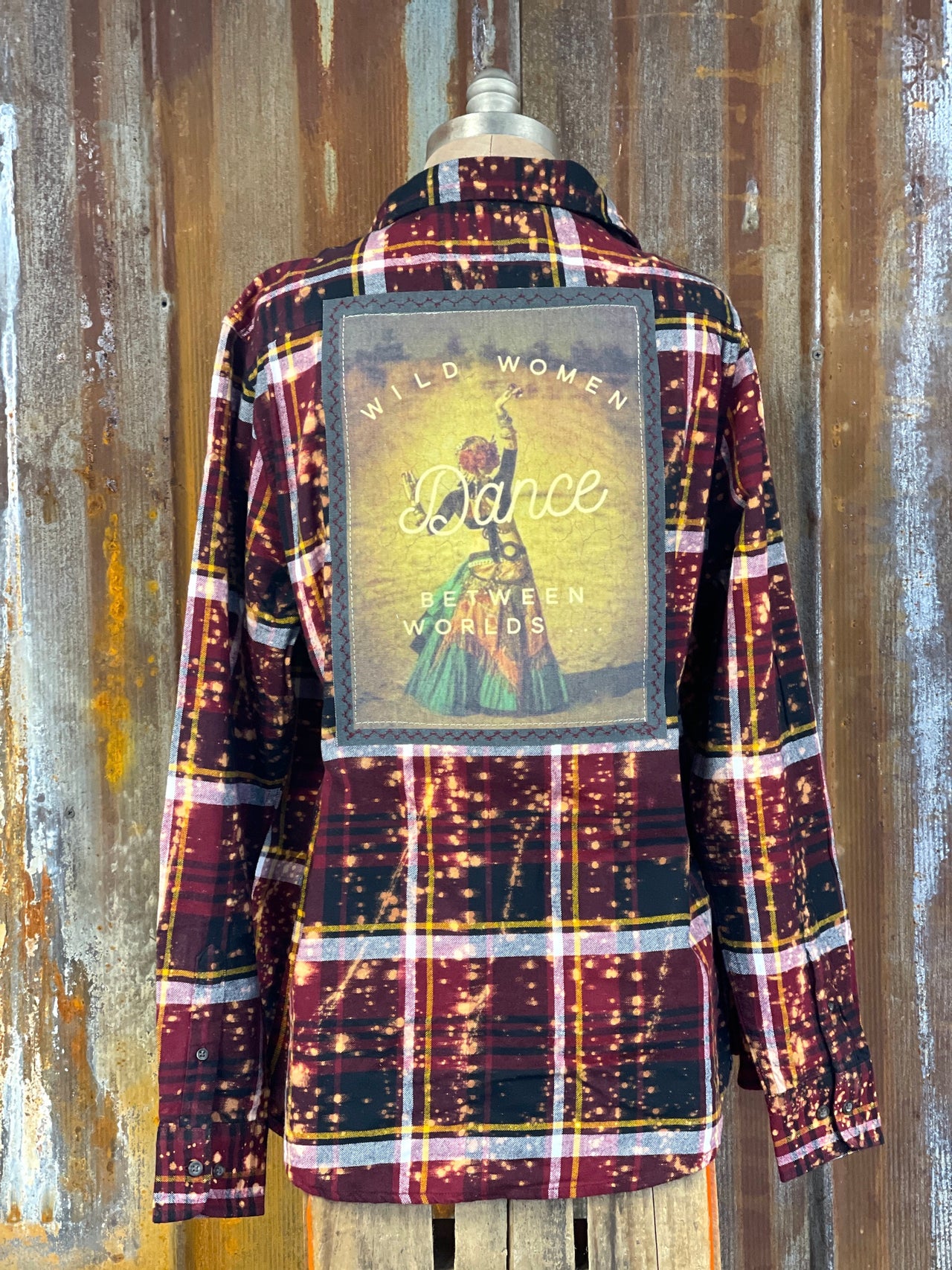 Wild Women Dance Art Flannel- NEW COLOR! Distressed Burgundy