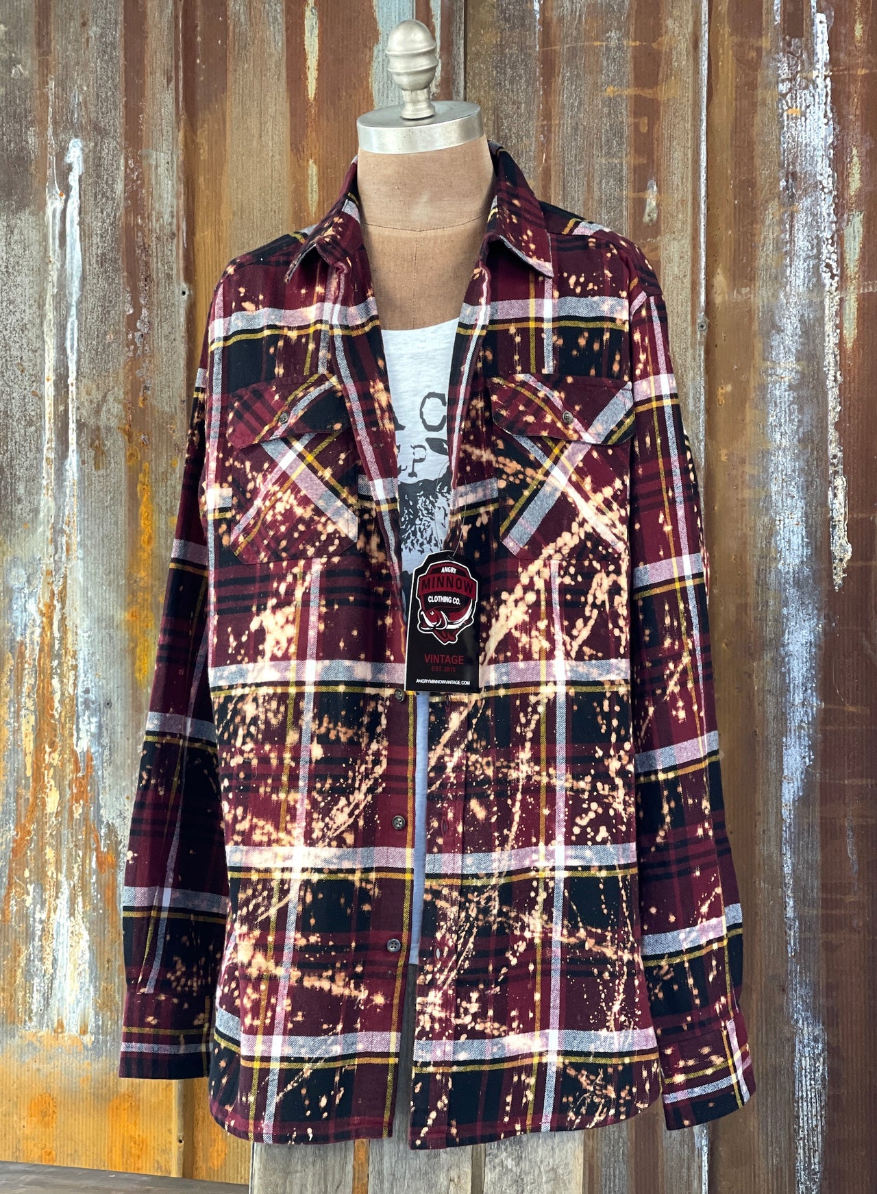 BEHAVE Art Flannel- Distressed Burgundy CLEARANCE