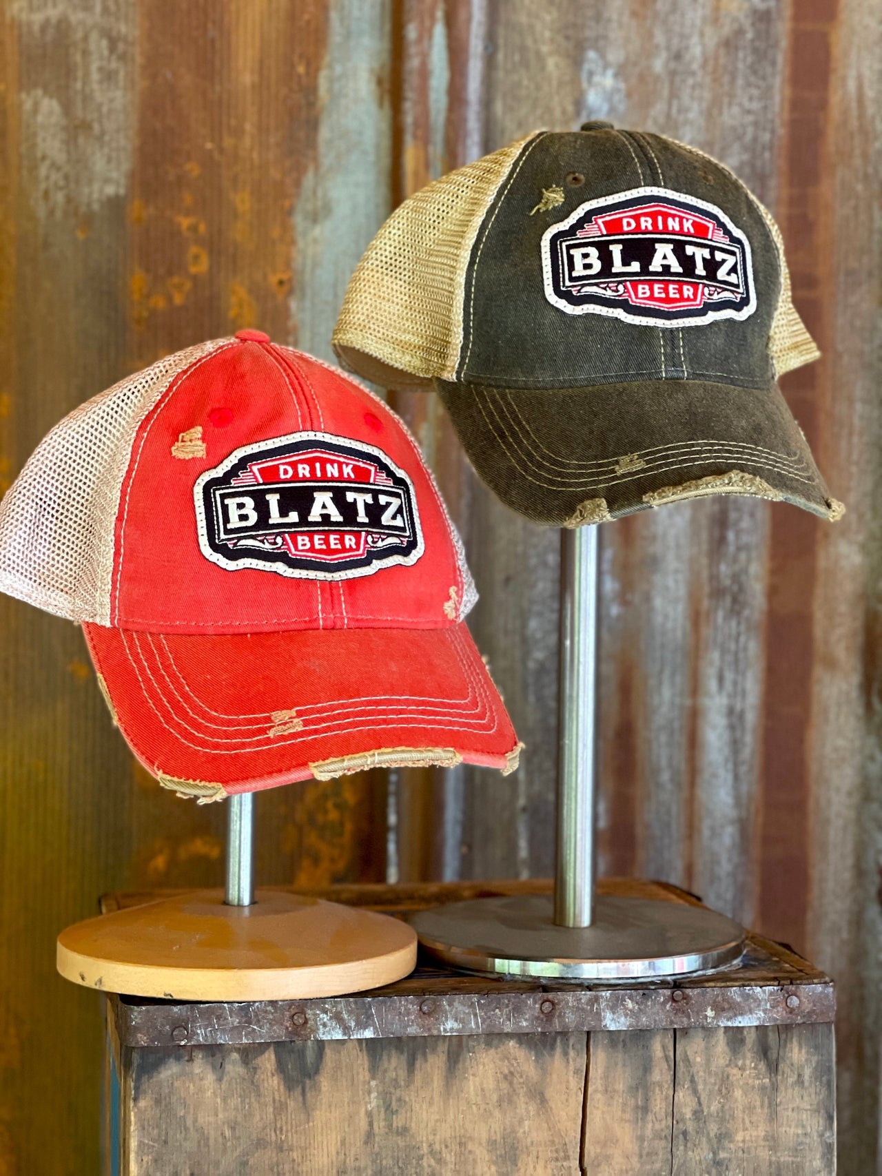 Blatz Beer Retro Logo Hat- Distressed Black Snapback