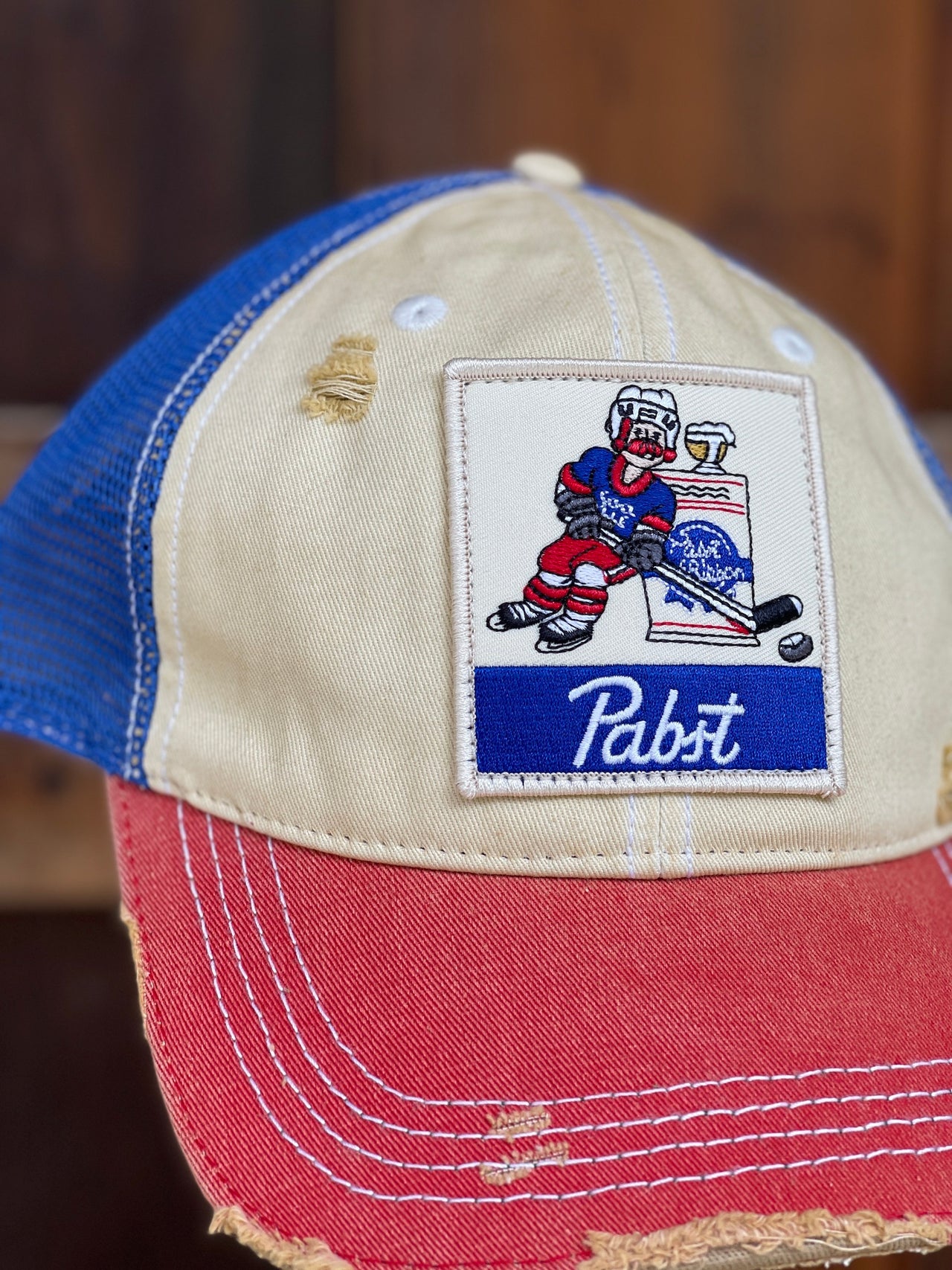 Pabst Blue Ribbon Red/ White/ Blue Hockey Hat