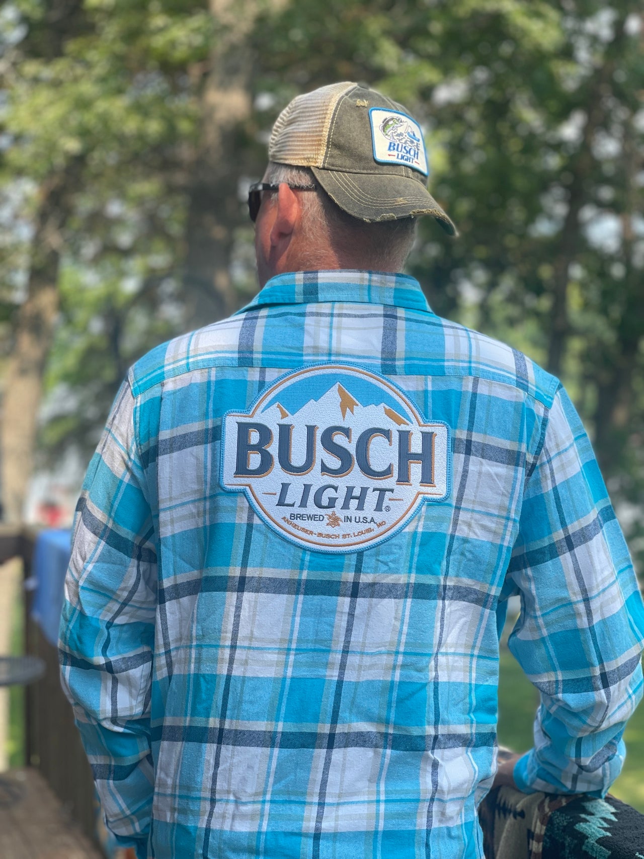 Busch Light Patch Flannel- Classic Busch Blue Plaid