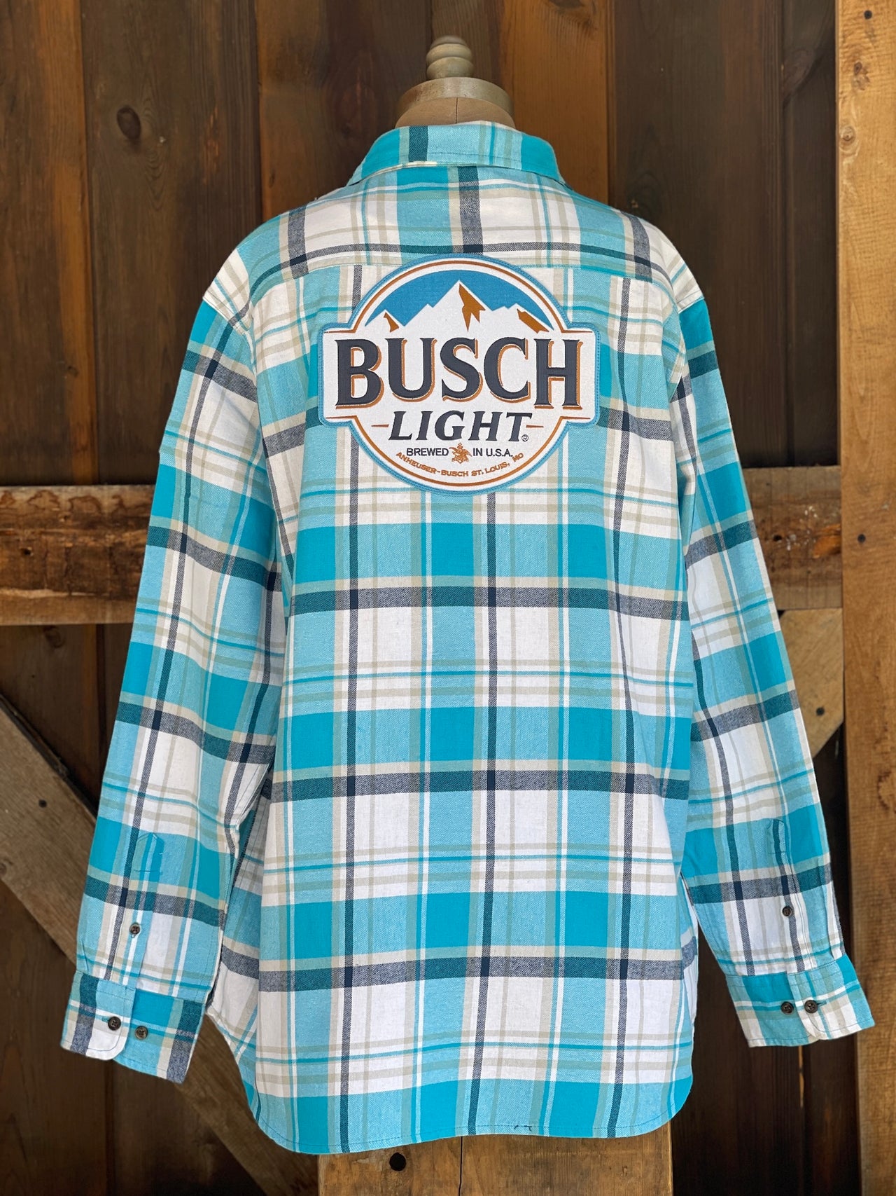 Busch Light Patch Flannel- Classic Busch Blue Plaid