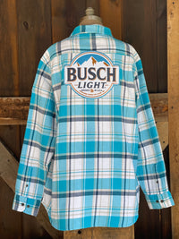 Thumbnail for Busch Light Patch Flannel- Classic Busch Blue Plaid