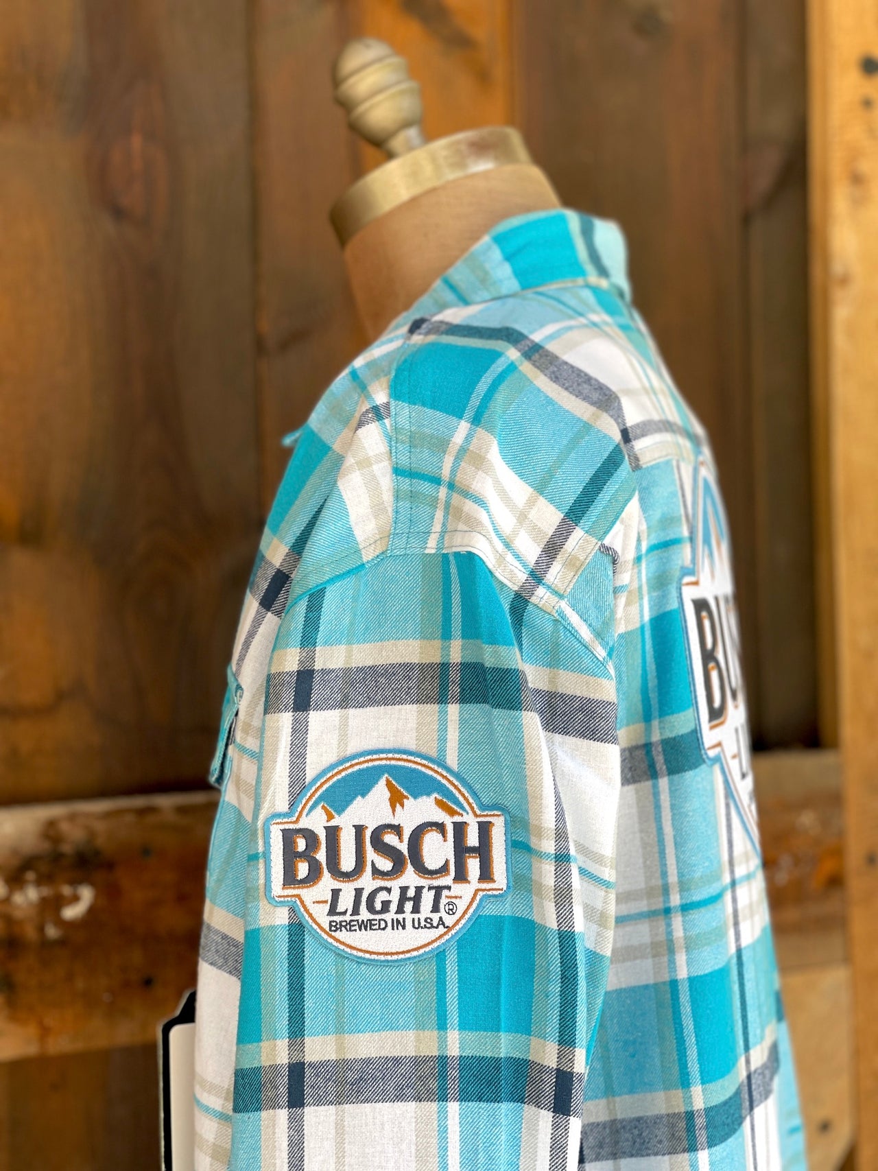 Busch Light Patch Flannel- Classic Busch Blue Plaid