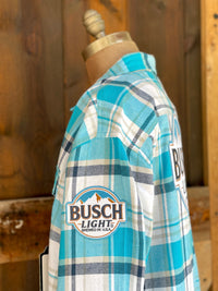 Thumbnail for Busch Light Patch Flannel- Classic Busch Blue Plaid