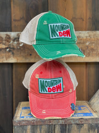 Thumbnail for Mountain Dew Old School Hat - Distressed Kelly Green Snapback