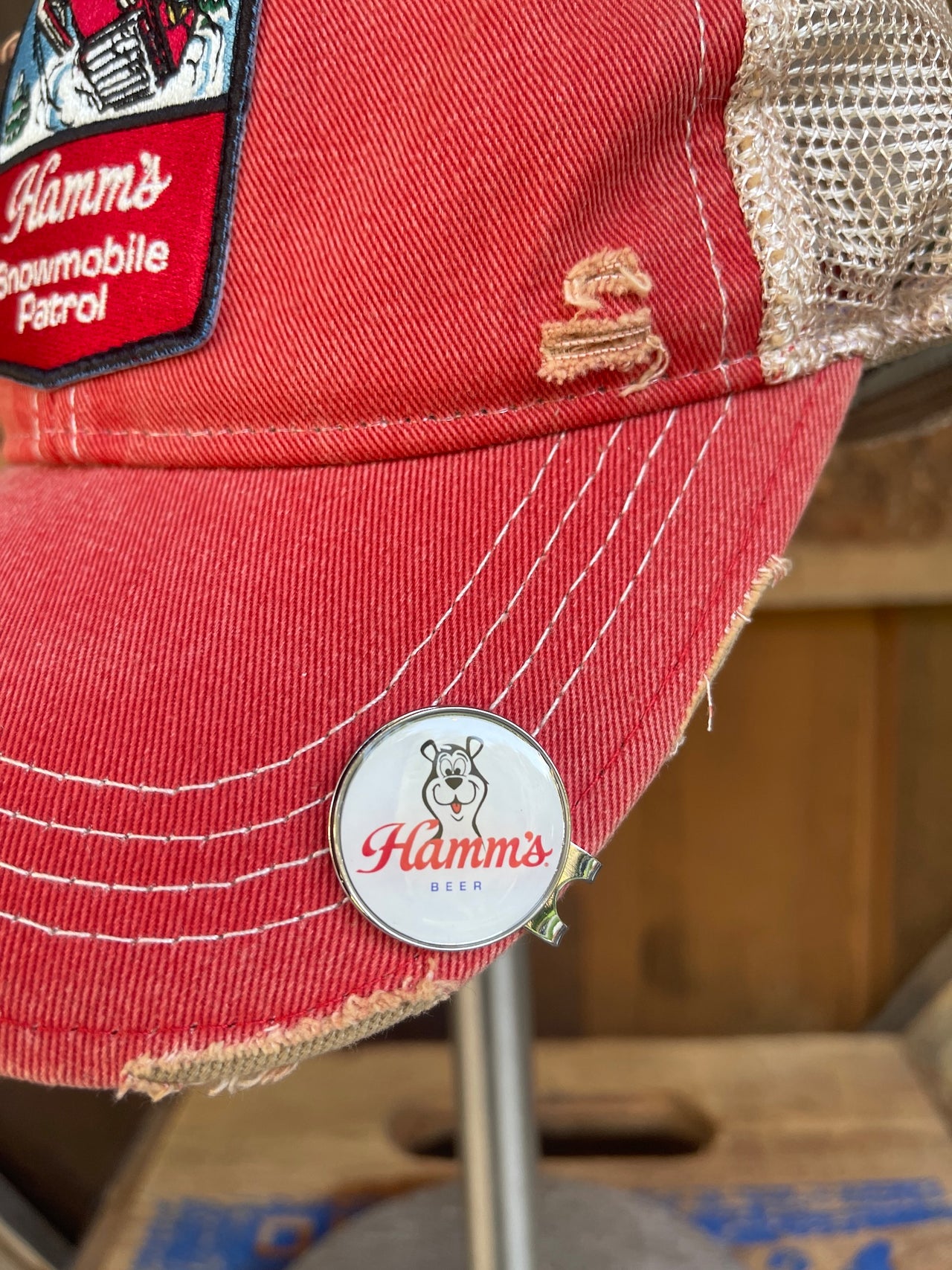 Hamm's Snowmobile Hat- Distressed Red