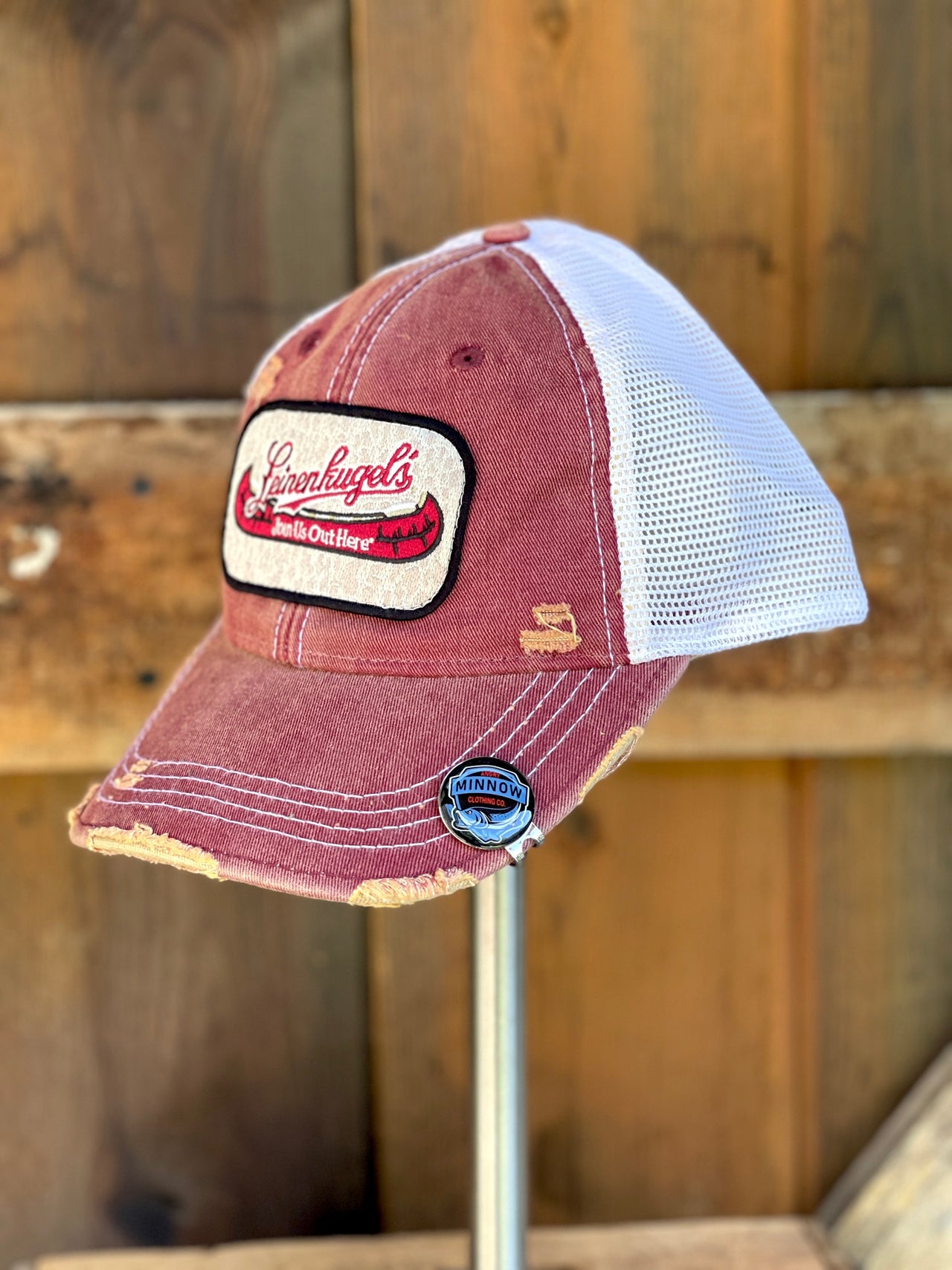 Leinenkugel Retro Logo Hat- Distressed Burgundy