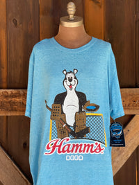 Thumbnail for Hamm's HOCKEY GOALIE Bear Graphic Tee- Sky Blue