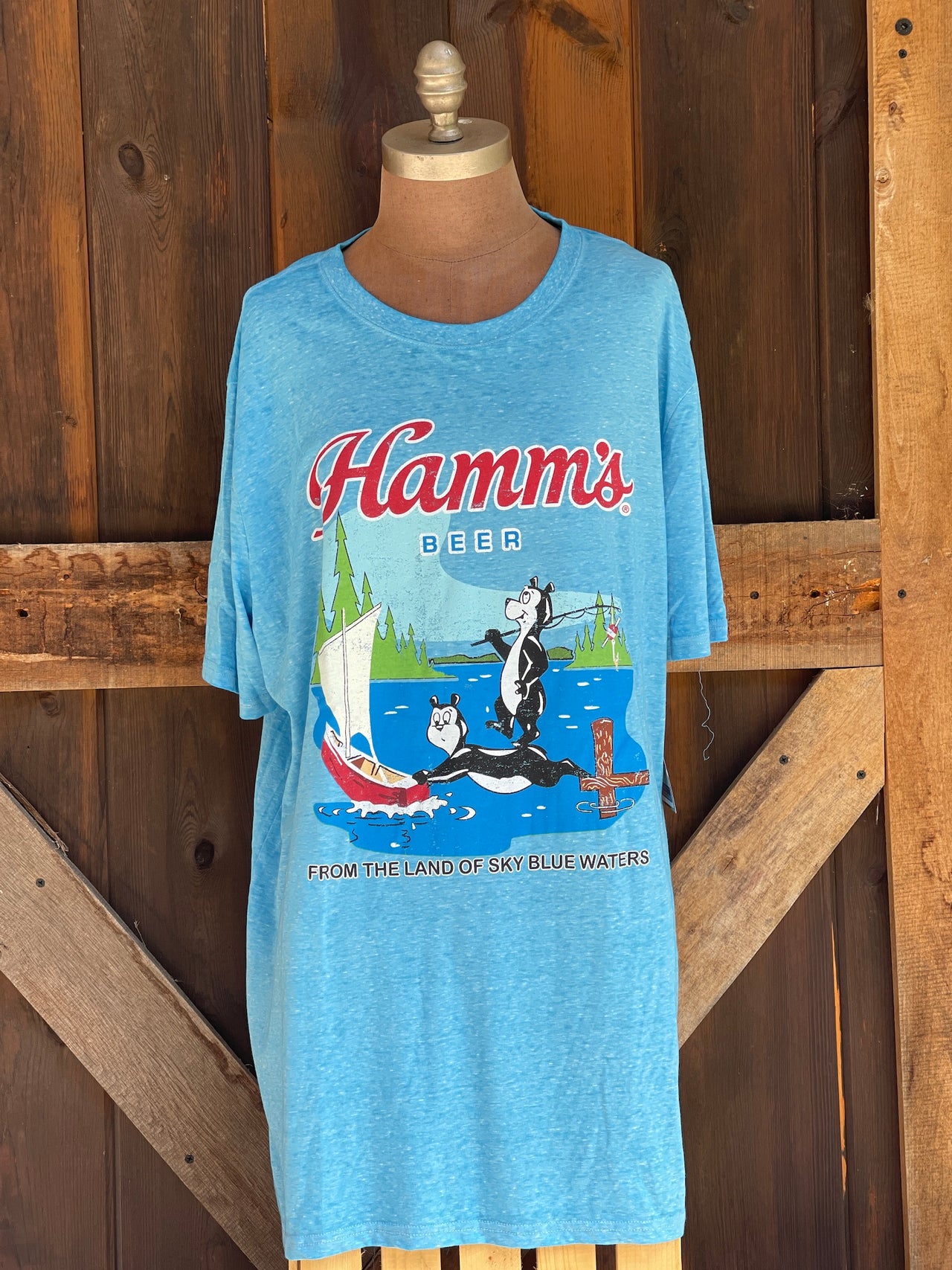 Hamm's Sailboat Bear Tee- Sky Blue